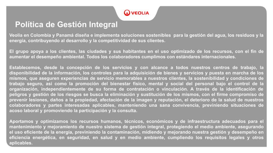 Política de Sistema de Gestión Integral